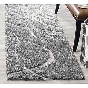 modern design polyester shaggy bedside runner soft rug for bedroom living room kitchen grey 2x5 feet