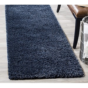 modern design polyester shaggy bedside runner soft rug for bedroom living room kitchen blue 2x6 feet