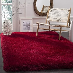 modern design polyester shaggy bedside runner soft rug for bedroom living room kitchen red 3x5 feet