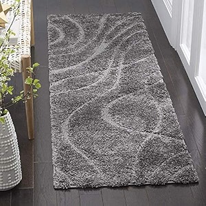 modern fluffy silky micro fiber polyster carpetrunner for bedroom study room playing room guest room etc 2x5 feet-grey