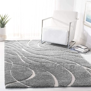 modern design polyester shaggy bedside runner soft rug for bedroom living room kitchen grey 3x5 feet
