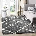 Arsh fabs Modern Design Polyester Shaggy Bedside Runner, Soft Rug for Bedroom Living Room Kitchen,Grey Box Size 6x9 feet