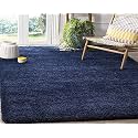 Modern Design Polyester Shaggy Bedside Runner, Soft Rug for Bedroom Living Room Kitchen (Blue., 4x6 feet)