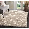 Modern Design Polyester Shaggy Bedside Runner, Soft Rug for Bedroom Living Room Kitchen (Beige, 2x6 feet)