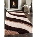 Modern Design Polyester Shaggy Bedside Runner, Soft Rug for Bedroom Living Room Kitchen (Multi Colore, 5x8 feet)