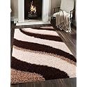 Modern Design Polyester Shaggy Bedside Runner, Soft Rug for Bedroom Living Room Kitchen (Multi Colore, 3x5 feet)