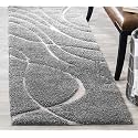 Modern Design Polyester Shaggy Bedside Runner, Soft Rug for Bedroom Living Room Kitchen (,Grey, 2x6 feet)