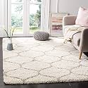 Modern Design Polyester Shaggy Bedside Runner, Soft Rug for Bedroom Living Room Kitchen (Beige, 4x6 feet)
