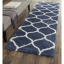 Arsh fabs Modern Design Polyester Shaggy Bedside Runner, Soft Rug for Bedroom Living Room Kitchen Blue Size 2x3 feet