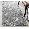 Modern Design Polyester Shaggy Bedside Runner, Soft Rug for Bedroom Living Room Kitchen (,Grey, 2x5 feet)