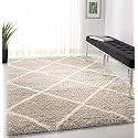Arsh fabs Modern Design Polyester Shaggy Bedside Runner, Soft Rug for Bedroom Living Room Kitchen Ivory;Beige Size 6x9 feet