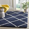 Modern Design Polyester Shaggy Bedside Runner, Soft Rug for Bedroom Living Room Kitchen (Blue Box, 4x6 feet)