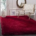 Modern Design Polyester Shaggy Bedside Runner, Soft Rug for Bedroom Living Room Kitchen (Red., 3x5 feet)