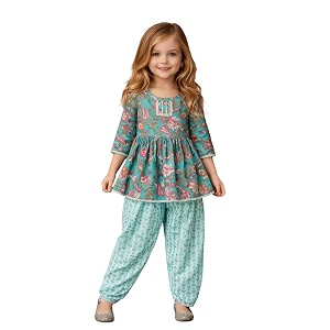 arshia fashions baby girls ethnic kurta salwar set  cotton traditional indian outfit for kids  floral printed kurti with salwar