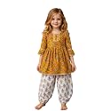 Arshia Fashions Baby Girls Ethnic Kurta Salwar Set | Cotton Traditional Indian Outfit for Kids | Floral Printed Kurti with Salwar