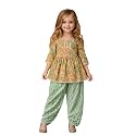 Arshia Fashions Baby Girls Ethnic Kurta Salwar Set | Cotton Traditional Indian Outfit for Kids | Floral Printed Kurti with Salwar