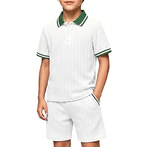 Arshiner Boys 2 Piece Outfits Button Polo