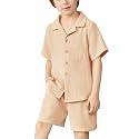 Arshiner Boys 2 PieceTextured Button Down Shirt and Shorts