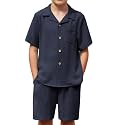 Arshiner Boys 2 PieceTextured Button Down Shirt and Shorts