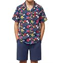 Arshiner Boys 2 PieceTextured Button Down Shirt and Shorts