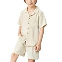 Arshiner Boys 2 PieceTextured Button Down Shirt and Shorts