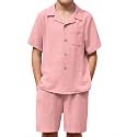 Arshiner Boys 2 PieceTextured Button Down Shirt and Shorts