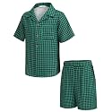 Arshiner Boys 2 PieceTextured Button Down Shirt and Shorts