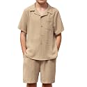Arshiner Boys 2 PieceTextured Button Down Shirt and Shorts