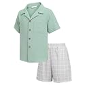 Arshiner Boys 2 PieceTextured Button Down Shirt and Shorts