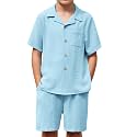 Arshiner Boys 2 PieceTextured Button Down Shirt and Shorts