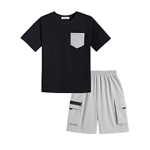 Arshiner Boys 2-Piece Cotton Outfit Short Sleeve