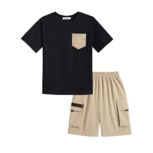 Arshiner Boys 2-Piece Cotton Outfit Short Sleeve