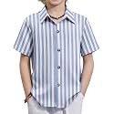Arshiner Boys Casual Short Sleeve Button Down Shirt Fashion Textured Summer Beach Shirt 3-13 Years Old
