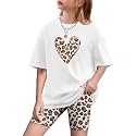Arshiner Girls 2 Piece Outfit Summer Oversized Tops and Biker Shorts Set