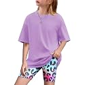 Arshiner Girls 2 Piece Outfit Summer Oversized Tops and Biker Shorts Set