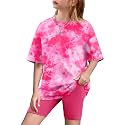 Arshiner Girls 2 Piece Outfit Summer Oversized Tops and Biker Shorts Set