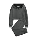 Arshiner Girls 2 Piece Outfit Waffle Knit Hooded Sweatshirt and Sweatpants