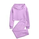 Arshiner Girls 2 Piece Outfit Waffle Knit Hooded Sweatshirt and Sweatpants