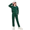 Arshiner Girls 2 Piece Outfits Kids Casual Velour Sweatshirts &amp; Pants Set