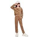 Arshiner Girls 2 Piece Outfits Kids Casual Velour Sweatshirts &amp; Pants Set