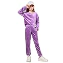 Arshiner Girls 2 Piece Outfits Kids Casual Velour Sweatshirts &amp; Pants Set