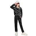 Arshiner Girls 2 Piece Outfits Kids Casual Velour Sweatshirts &amp; Pants Set