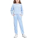 Arshiner Girls 2 Piece Outfits Kids Casual Velour Sweatshirts &amp; Pants Set