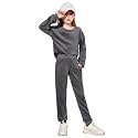 Arshiner Girls 2 Piece Outfits Kids Casual Velour Sweatshirts &amp; Pants Set