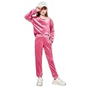 Arshiner Girls 2 Piece Outfits Kids Casual Velour Sweatshirts &amp; Pants Set