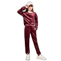 Arshiner Girls 2 Piece Outfits Kids Casual Velour Sweatshirts &amp; Pants Set