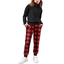 Arshiner Gilr's 2 Piece Tracksuit Fall Outfits 2024 Long Sleeve Half Zip Sweatshirt Sweatpants Lounge Set Sweatsuits Red Plaid 7-8Y