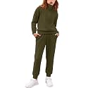 Arshiner Toddler 5t Girl Clothes Zip Up Pullover Sweatshirt and Sweatpant Sets Tracksuit Workout Set Army Green 5-6Y