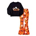 Arshiner Girls 2 Piece Tracksuit Set Kids Sweatshirt and Retro Flare Pants