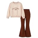 Arshiner Girls 2 Piece Tracksuit Set Kids Sweatshirt and Retro Flare Pants